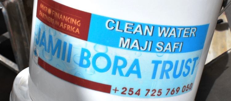Microfinancing Partners in Africa and Bora Trust water bucket.