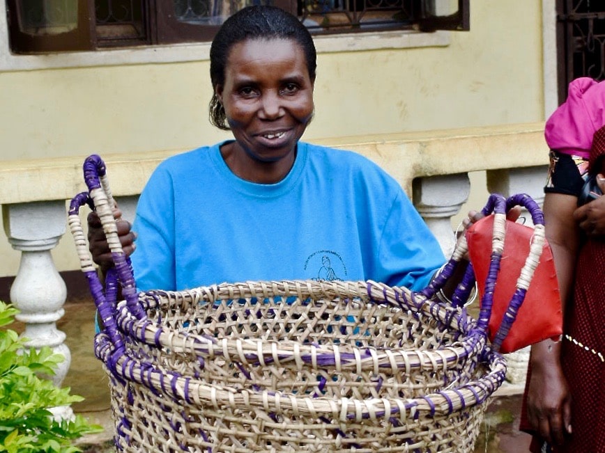 Woman with woven basket.