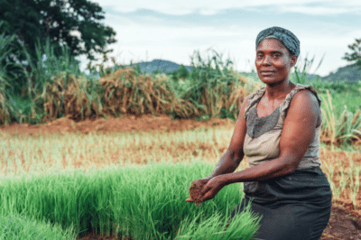 A woman working in a field.